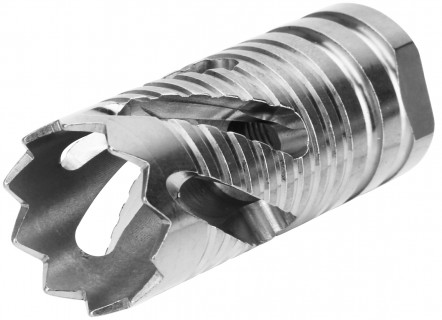 5/8"x24 Thread Crown Style Muzzle Brake, Stainless Steel (.308) (USA Made)